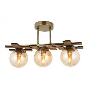 METAL GLASS AND WOOD ANTIQUE COLOR COATING CHANDELIER 60 x 35 CM DIAMETER LOAD: 85 CM